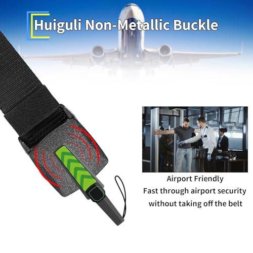Huiguli Men's Belts, Pack of 3 Work Belts, Nylon, Adjustable Fabric Belt with Plastic Buckle, Unisex Belt for Quick Pass Through Airport Security