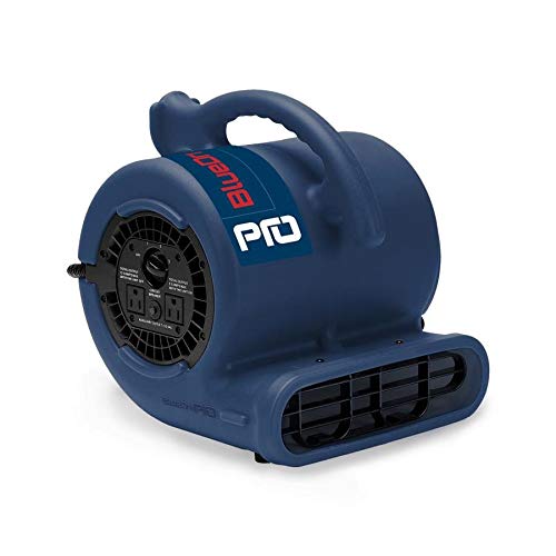 BlueDri 1/4 HP 900 CFM Air Mover for Water Damage Restoration Equipment Carpet Dryer Floor Blower Fan Home and Plumbing Use, BDP-25, Blue