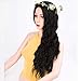 ForQueens Black Wavy Wig Synthetic Natural Long Curly Wigs Loose Body Wave Wigs Heat Resistant Fiber Full Wigs for Women