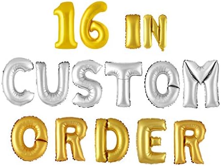 16 Inches Gold Silver Mylar Foil Balloon in Alphabet Letter and Numeric Number A-Z 0-9 (Letter N, Gold)