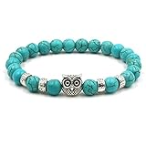 Teacher Gift,8mm Natural Turquoise Owl Braided Rope