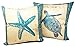 Beach Throw Pillows| Decorative Throw Pillow Covers, 2 Pack 18 x 18 Inch| Coastal Beach Decor Couch Pillows with Starfish & Sea Turtle Theme