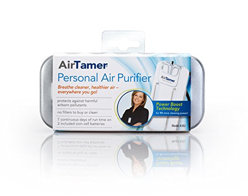 AirTamer A302 | Small Personal and Portable Air Purifier | Lithium Battery Operated | New Electrostatic Purification Technology Filters Odors, Dust, Germs, Mold, Smoke, Allergens and More