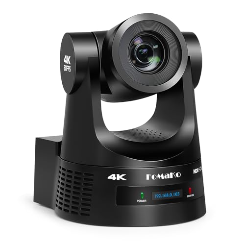 FoMaKo 4K 60FPS NDI HX3 PTZ Camera, NDI Output 4K@60, 20x Optical Zoom, AI Car Tracking, 3G-SDI HDMI2.0 LAN PoE USB3.0, Professional NDI Live Streaming Camera (K600N Black)