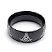 TEMEGO Jewelry Mens Stainless Steel Ring, Vintage Polished Finish Masonic Symbol Band, Black