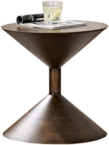 Nwn Sofa Coffee Table Nordic High Hourglass Fashion Side Table Personality Creative Simple Small Round Table (Color : Bronze)