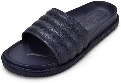 Earsoon Slides for Men Sandals Slippers - 2018 Style First House Slippers Leather Anti-Slip Heavy Duty