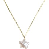 LOOYUUPEE Natural Baroque Pearl Necklace for Women, Star Shaped Pearl Necklace Jewelry Pentagram Baroque Pearl Jewelry Gift for Mom Lover Her（925 Sterling Silver with Gold Plated