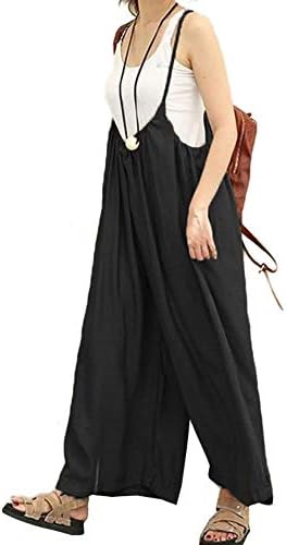 Pugrwei オーバーオール レディース ズボン ワイドパンツ サロペット オールインワン リネン 綿麻 部屋着 合わせやすい おしゃれ シンプル 夏 ふるさと割 冬 秋 春 超快適 人気 カジュアル 無地 ゆったり