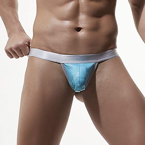 Fastbot mens underwear, Thong Briefs Light Belt Low Waist Leatherwear G-String Sky Blue
