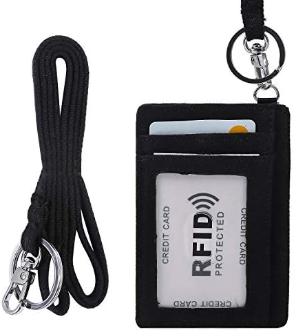 Badge Holder with Lanyard, Printed ID Card Holder Wallet with 1 Clear ID Window, 6 Credit Card Slot