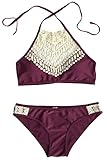 Cupshe Fashion Women's Lace Splicing Halter Padding Tank Bikini Set