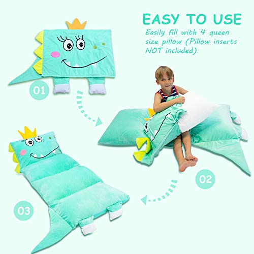 Floor Pillow Bed Cover Dinosaur Floor Lounger Seats Case for Kids