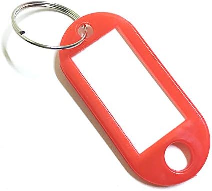 Key Fobs 100 Pieces Key Rings Name Tags Luggage Id Labels with Split Ring Keyring (Red), 5 x 2.2cm