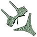 RUUHEE Women Bow Knot Solid Color V Style Bottom 2 Piece Bikini Swimsuits (M(US Size 4-6), Army Green)