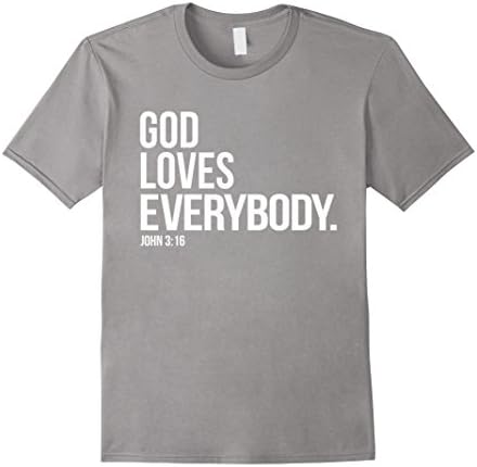 Mens God Loves Everybody John 3:16 Faith Based Christian T-Shirts 3XL Slate