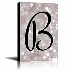 The Letter B in Brush Stroke Cursive on a Champagne Colored Bokeh Background - Modern Romantic Elegant Art - Canvas Art Home Art - 12x18 inches