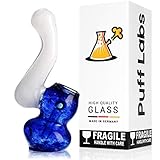 Labs Glass Water Bub Device Blue White with a Carb 5 inch