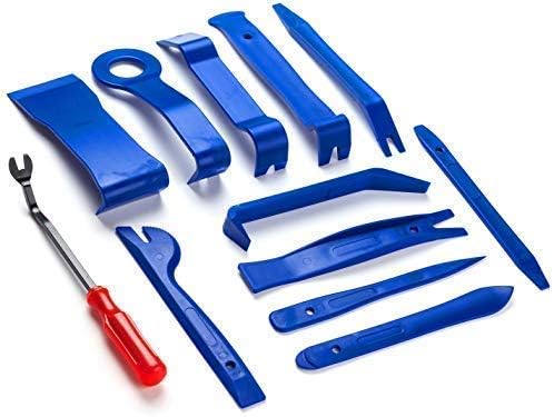 ALLDREI 12 Pcs Auto Trim Removal Tool Kit | Auto Door Panel Removal / Premium Car Trim Upholstery / Pry Tool | Strong Plastic / Leaves No Scratches | Blue / Handy Storage Wallet