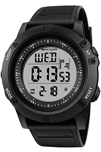 Military Digital Watches Mens Sports Running Large Face Wrist Watch LED Stopwatch Countdown Dual Time