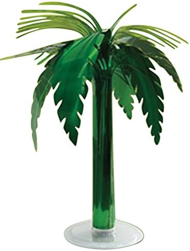 Hawaiian Green Metallic Palm Tree Table Centerpiece Decor, 18 inches