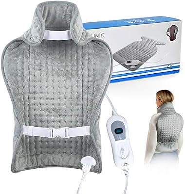 ®, Termoforo elettrico, Cuscino termico per collo e spalle, Basso consumo, 3 livelli di calore, Spegnimento automatico, Zona lombare cervicale, Lavabile, 62x43
