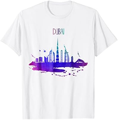 Dubai Skyline Souvenir T-Shirt Watercolor Gift Tee