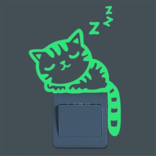 Black Friday Deal Glow in The Dark Cute Cartoon Cat Wall Button Stickers 2pcs Green Fluorescent Luminous Wall Sticker Removable for Kids Rooms