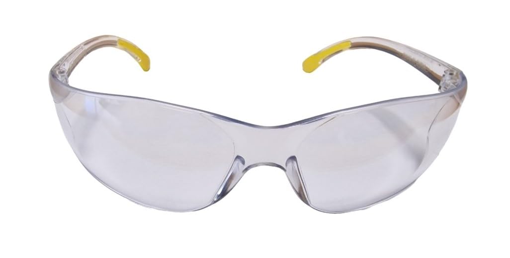 PTI Clear Lens Safety Glasses, CE EN166 certified, Lightweight, Work Glasses with UV400 Anti-Fog Anti-Scratch Lens, No-Slip Grips, Perfect Fit, Tinted Goggles, Protective Eyewear, Protection Glasses