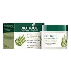 Biotique Wheat Germ Anti- Ageing Night Cream Reduces Fine Lines Lightens dark Spots, 50g