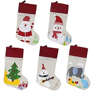 Kerstsok Set van 5, Xmas Sock Sack Gift Bag Hanging Socks Bag Voor Tree Decoration Christmas Ornament Candy Pouch Bag Christmas Socks