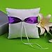Topwedding Purple Bow White Satin Wedding Ring Bearer Pillow Flower Girl Basket Set
