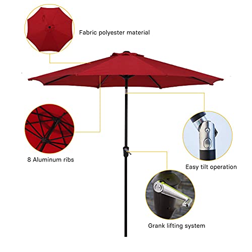 Grand Patio 9 FT Enhanced Patio Umbrella with 8 Ribs, Table Umbrella