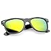 zeroUV - Retro Colored Mirror Polarized Lens Square Horn Rimmed Sunglasses 55mm (Black/Yellow Mirror)