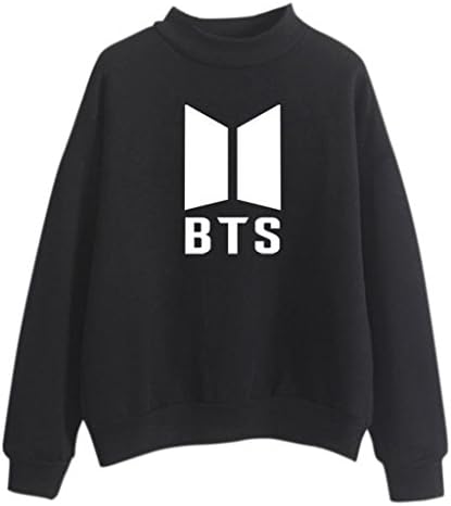 Airume BTS Hoodie Bangtan Spring Winter Hooded Sweatshirt Hip Hop Patchwork Hoodies (Black, S)