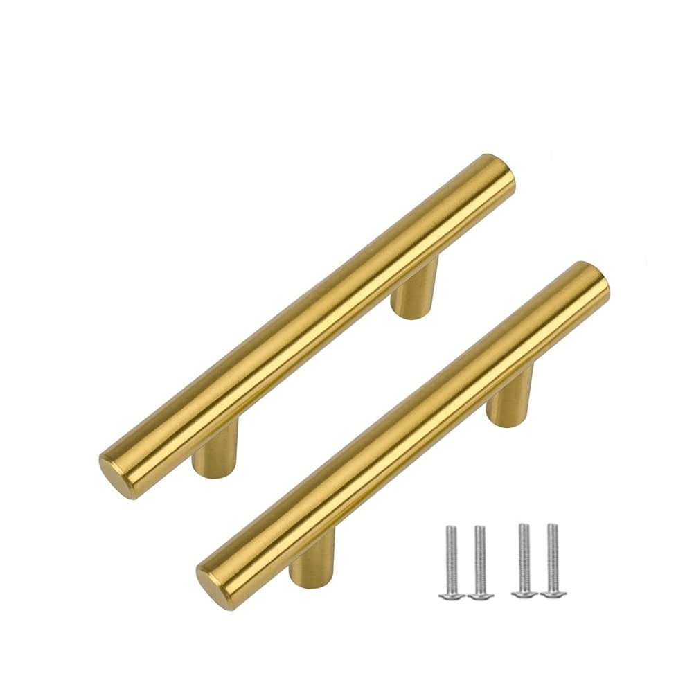 SYDARSYN 6 Pack Kitchen Cupboard Handles 64mm - Stainless Steel Cabinet Handles Gold Wardrobe Drawer Furniture Door T Bar Pull Handles — image 1