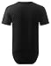 URBANCREWS Mens Hipster Hip Hop Basic Solid Quilted Longline T-Shirt Black, M