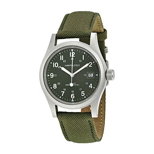 Hamilton Men's HML-H69419363 Khaki Field Green Strap Analog Hand wind Stainless Steel Watch