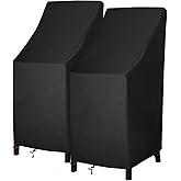 Patio Chair Covers High Back Patio Chair Cover, Stackable Outdoor Chair Covers, Durable 600D Oxford Barstool Covers, Heavy Duty Waterproof Tall Chair Covers, Storage Bag Included, 2 Pack