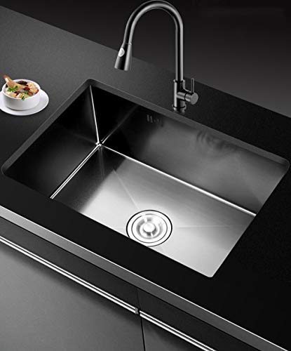 JYHW Schwarz Nano Kitchen Sink 304 Edelstahl-Wannen-Handgemachte Verdickte Unterbauwaschtisch 50 Zu Erhöhen × 43cm – Bild 4