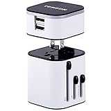 Tensun International Plugs Universal Power Adapter Detachable Dual 3.2A USB Ports with Worldwide Wall Plugs for US, UK, AU, Europe & Asia