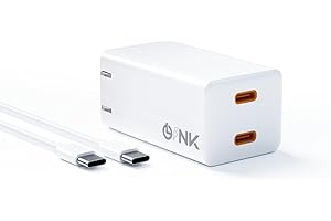 OLINK 35W Fast Charging USB C GaN Charger Block, Lightweight Foldable Dual Type-C Port Compact Power Adapter for iPhone, MacBook Air, Dell XPS, HP Spectre x360, Lenovo ThinkPad X1 Carbon, ASUS ZenBook