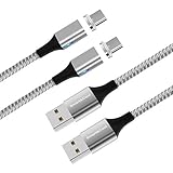 Smart&Cool 5 Feet GenX USB-C Charging & Data Sync Magnetic Cable Compatible with USB-C Phones (Silver, 5ft-2pack)
