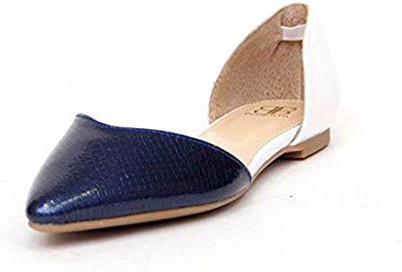 Dooballo Pointy Toe Women's Two Tone Flat Shoes (10, Blue)