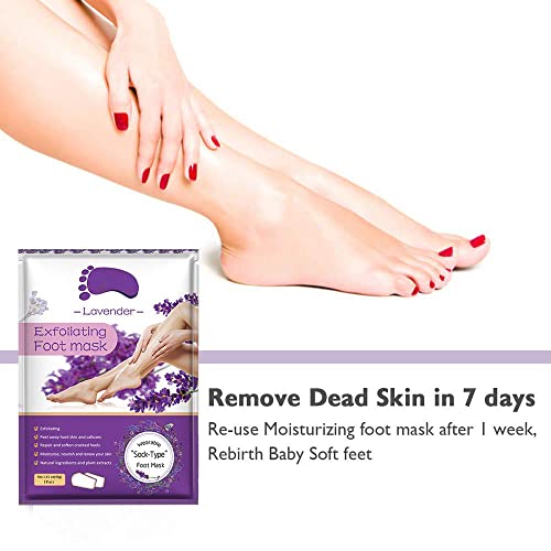 Foot Peel Mask 5 Pack,Lavender Exfoliating Foot Masks, Soft Smooth