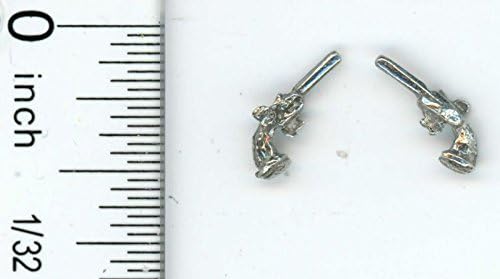 Warwick Miniatures Dollhouse Miniature 1:24 Scale Pair of Polished Pewter Dueling Pistols