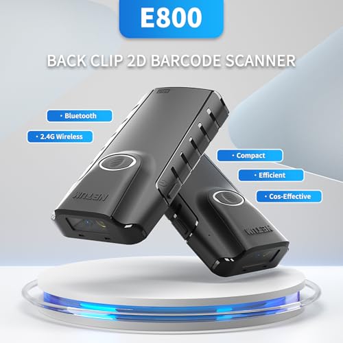 NETUM Bluetooth 2D Barcode Scanner, 3-in-1 Small Portable QR Bar Code Reader Automatic Wireless Gun Scan Back Clip Work with Tablet iOS Android Windows MacOS for Warehouse Inventory POS (2D - E800)