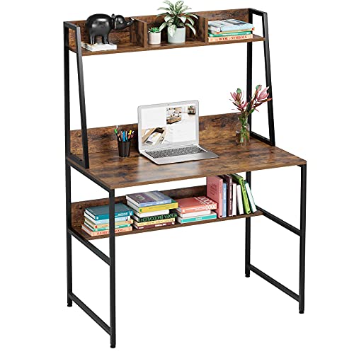 Kealive Computer Desk with Hutch and Bookshelf 39 Inches Writing Study