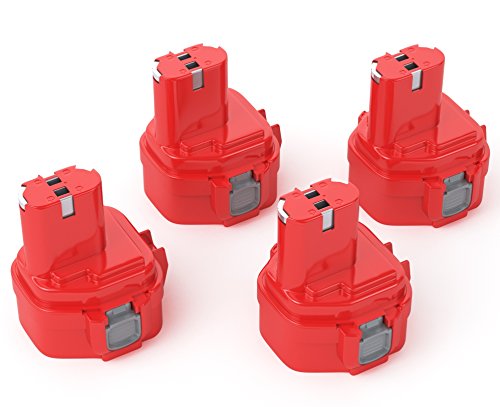 Pwr+® 4 Pack Combo Battery Replacement for Makita 1222 1220 1200 192598-2 12-volt Ni-CD Pod Style Battery 12v 2.0ah 2.0 Amp