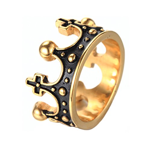 Oakky men s vintage royal king crown ring stainless ste…